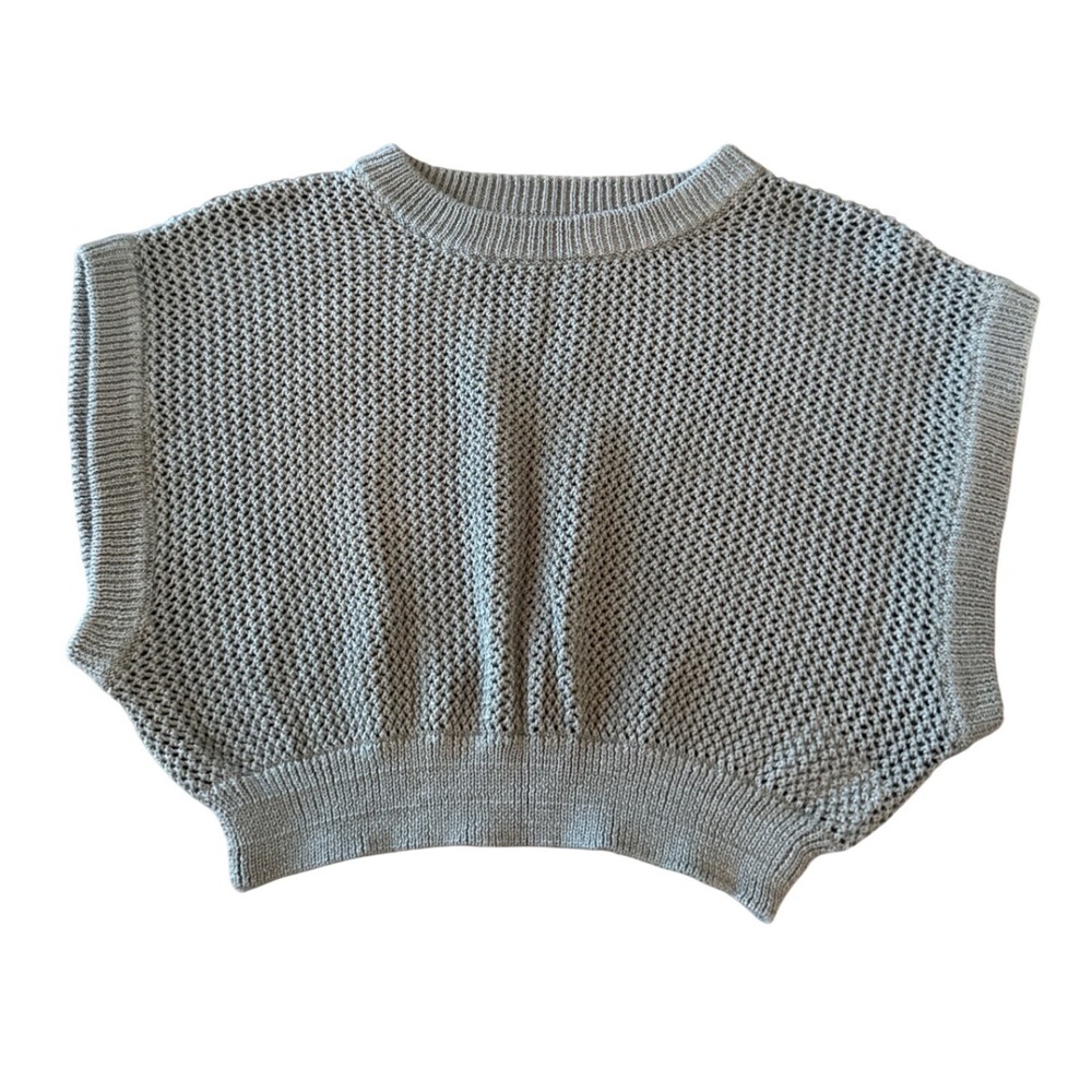 Altar'd State Womens Cropped Sweater Vest Open Knit Sage Green Pullover Small